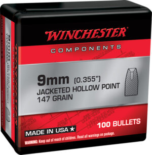 Winchester Ammo WB9JHP147X Centerfire Handgun Reloading 9mm 147gr Jacketed Hollow Point 100 Per Box/10 Case